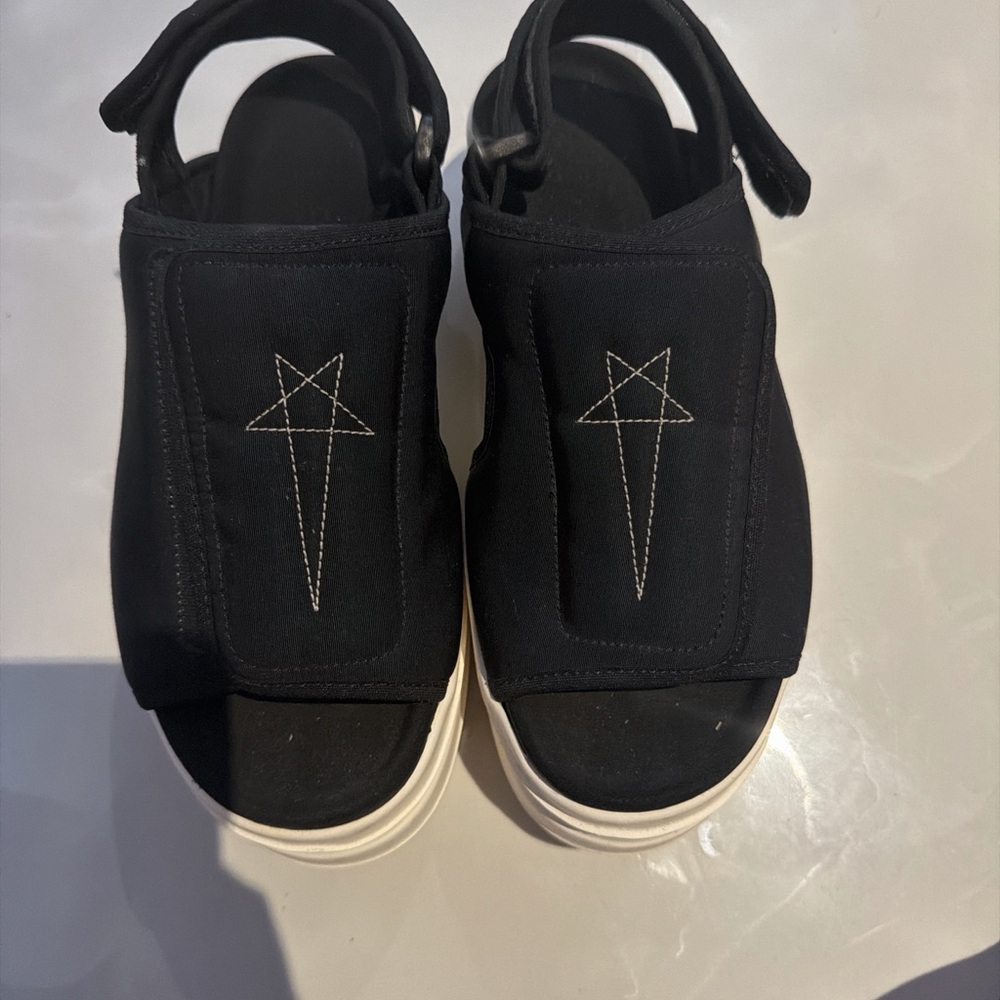 Black Open-Toe Sandals with Star Design